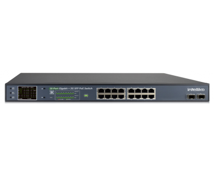 INT-VNST1007-128 - 16-х портовый сетевой неуправляемый коммутатор с PoE (+2 SFP)